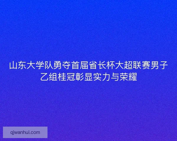 山东大学队勇夺首届省长杯大超联赛男子乙组桂冠彰显实力与荣耀